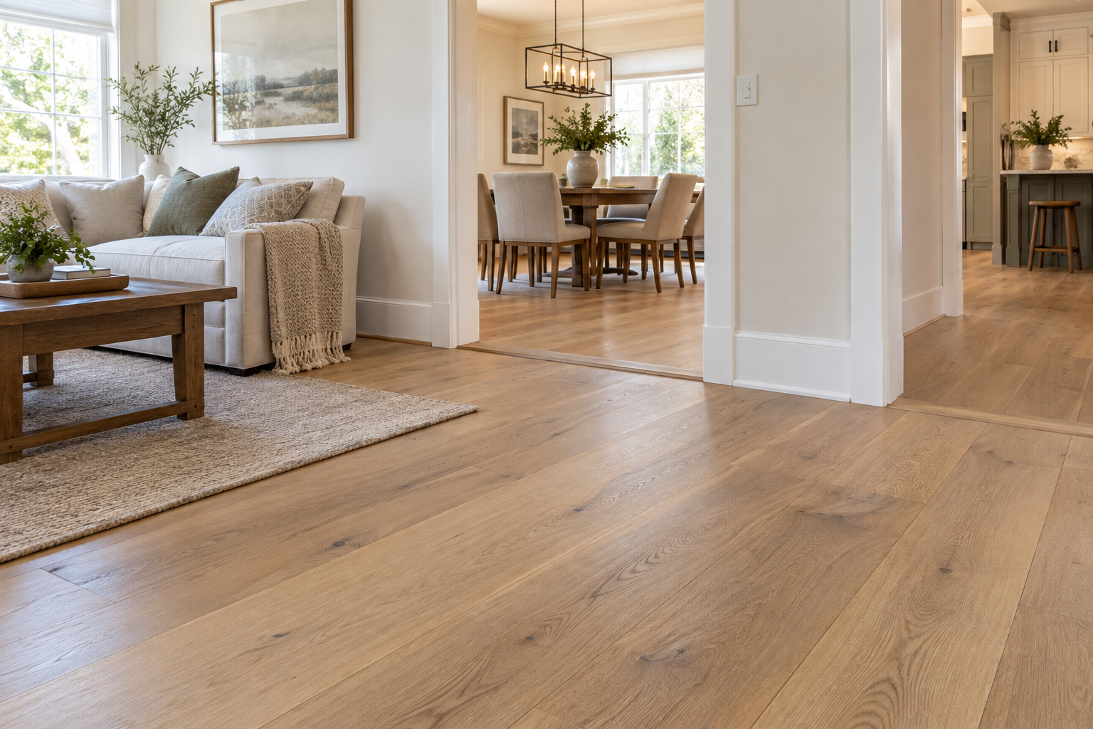 Natural wood flooring installation example